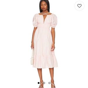 Revolve | Tularosa | Janan Midi Dress in Soft Pink